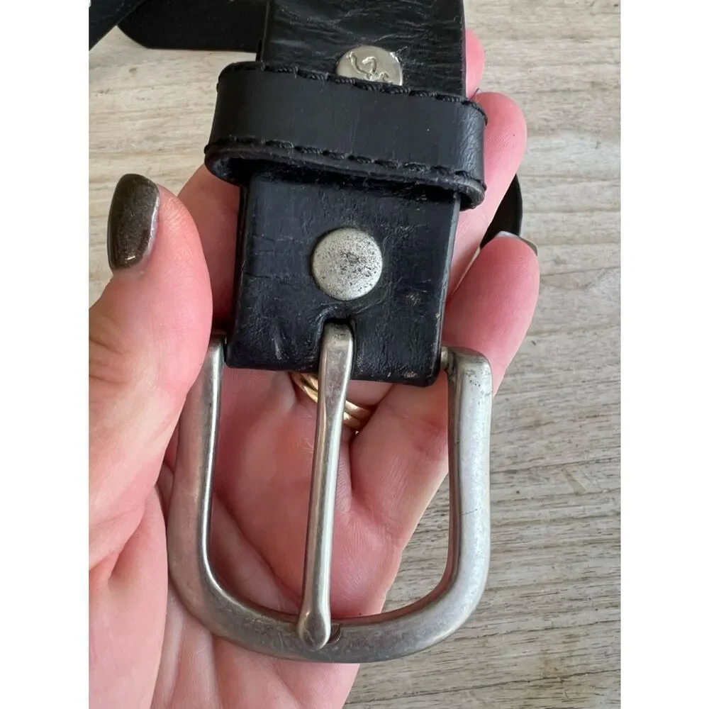 Browning  Black Leather Men's Belt with Silver Buckle size 42 waist
